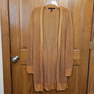 White House Black Market Duster Cardigan Womens Size Medium Golden Orange Fishne
